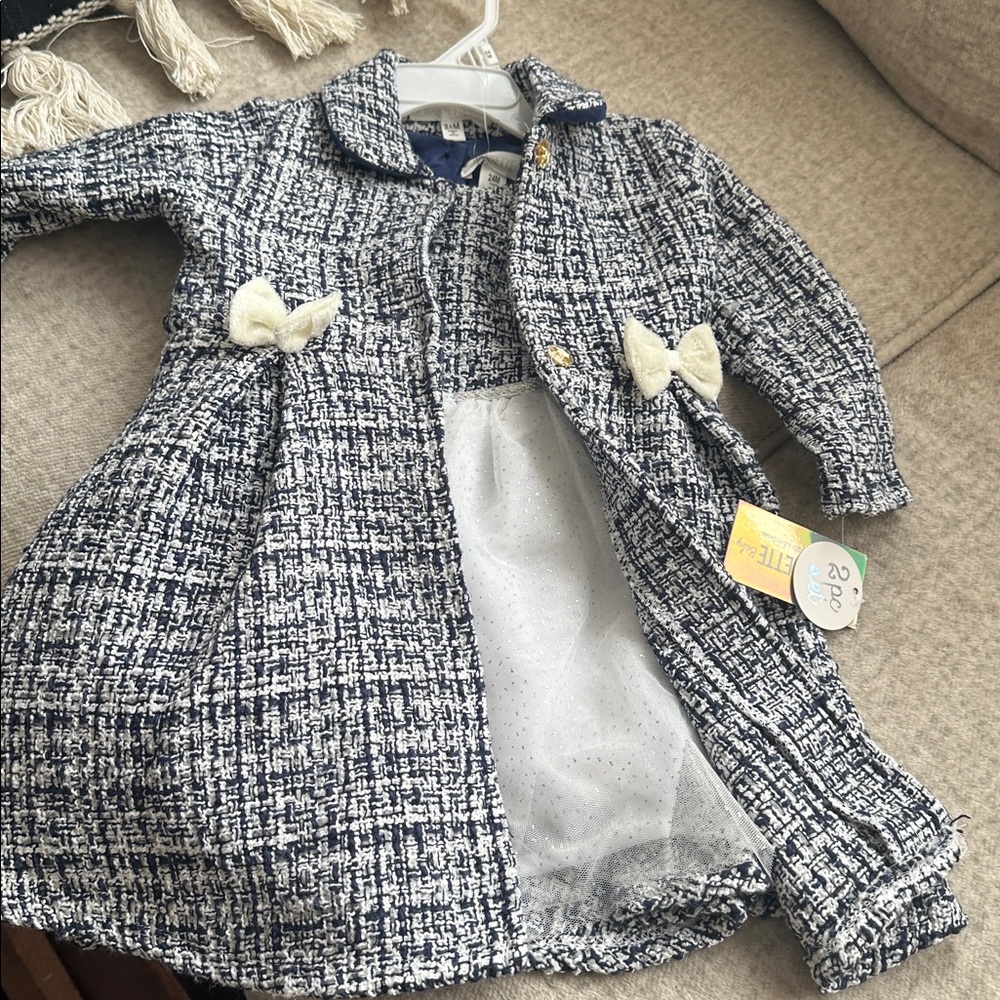Brand New Nannette Baby  2 pc set color white and dark navy